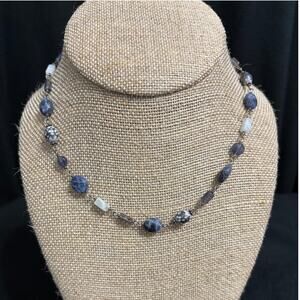Silpada Sterling Silver Sodalite Blue Lace Chalcedony Peal Necklace